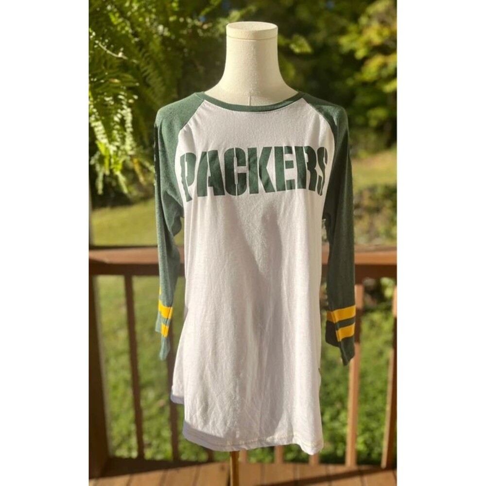 Green Bay Packers NFL Team Apparel M Raglan 3/4 Sleeve Baseball Tee